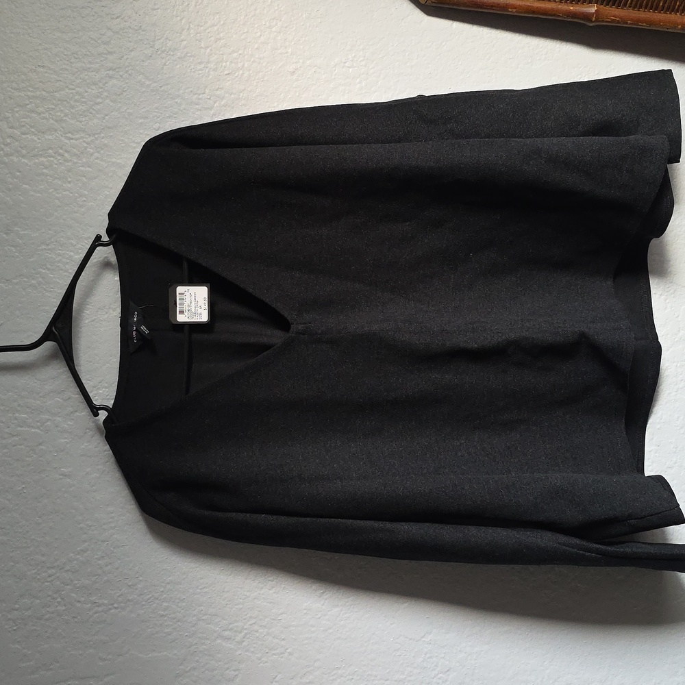 Club Monaco Cocoon v-neck dark heather gray black boxy top M